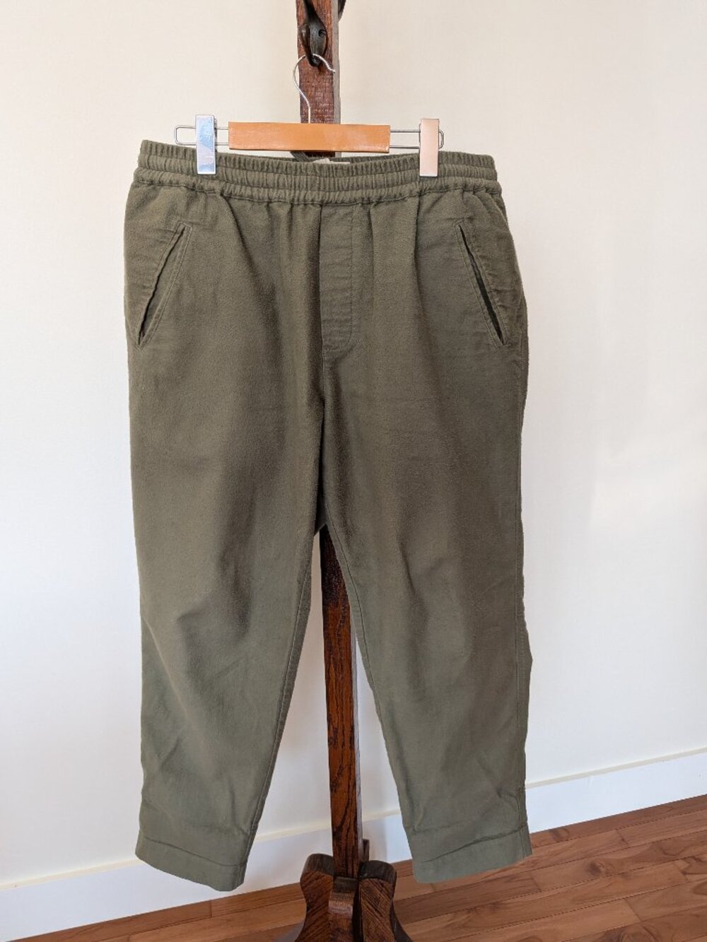 Folk Men's Green Moleskin Drawcord Assembly Pant 34/L